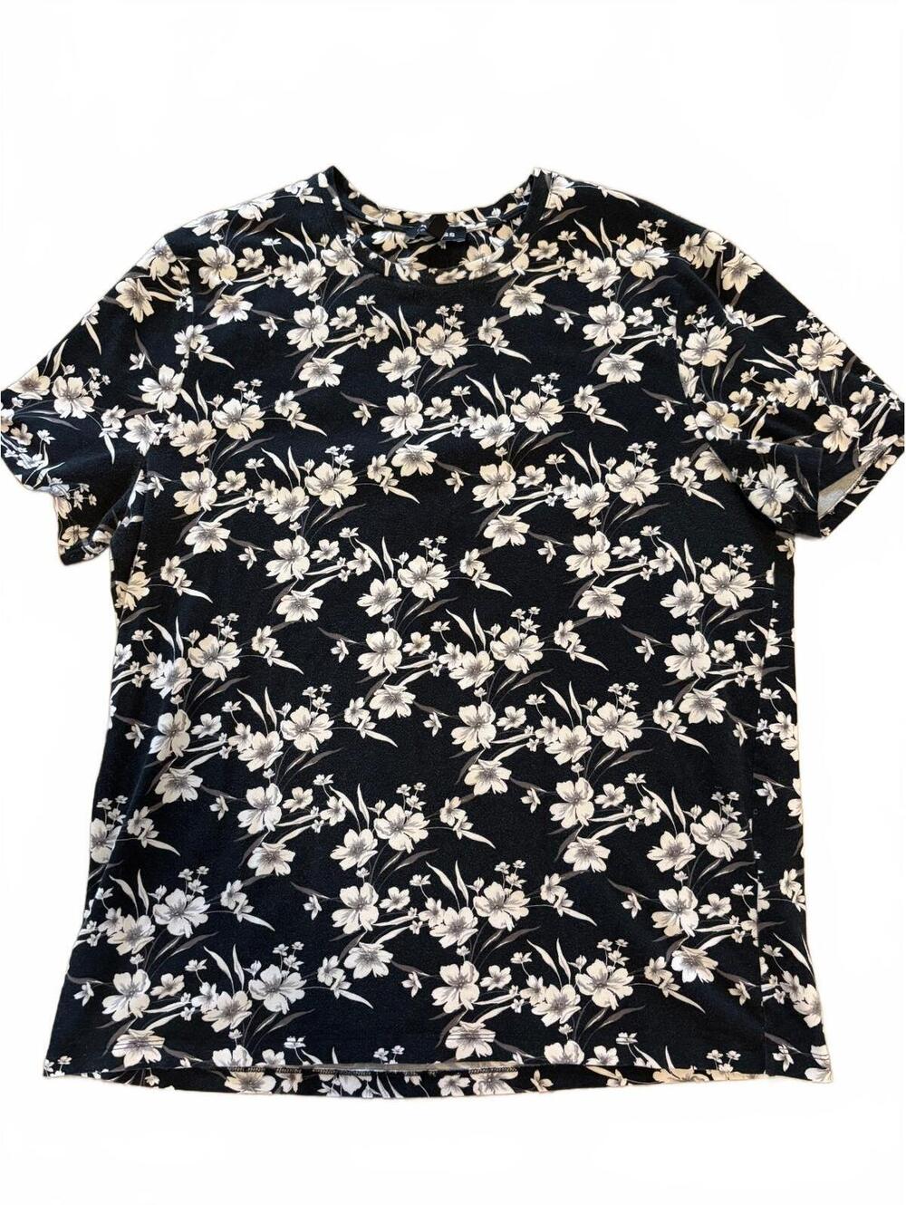 American Vintage Express Floral Tee Black White Soft Grunge Size L